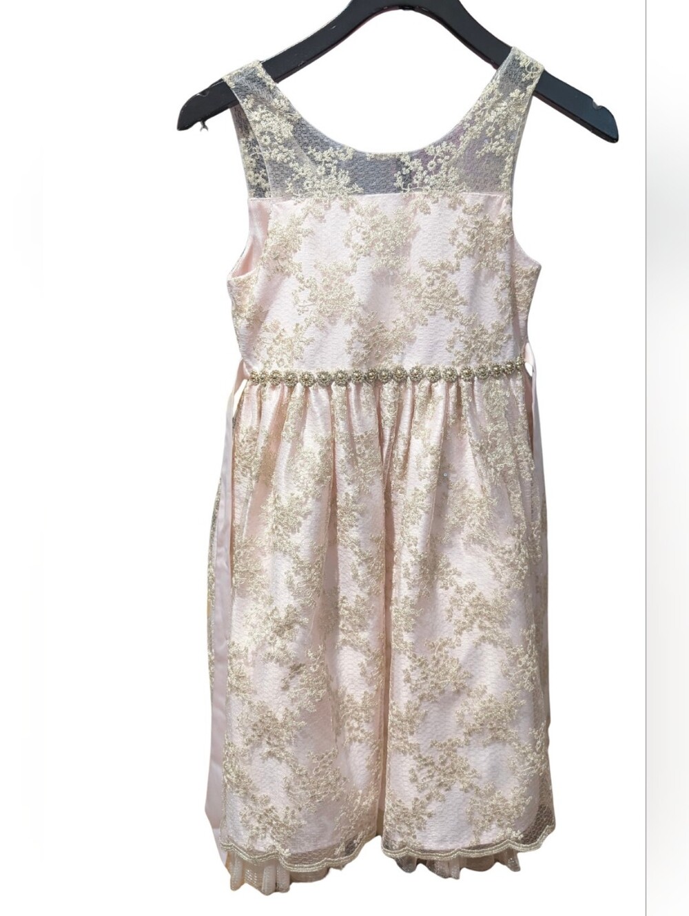 American Princess Girls Size 10 Pink Gold Brocade Sequined Party Dress